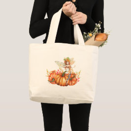 Bolsa Tote Grande Fada da Floresta & Buquê de Abóbora de Outono