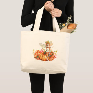 Bolsa Tote Grande Fada da Floresta & Buquê de Abóbora de Outono