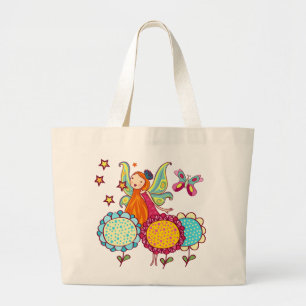 Bolsa Tote Grande Fada do jardim com flores