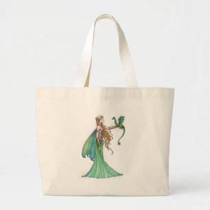 Bolsa Tote Grande Fada Verde Disciplina Dragão por Molly Harrison