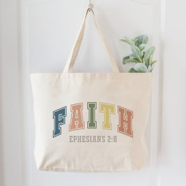 Bolsa Tote Grande Faith Ephesianos 2:8 Mulheres Cristãs Baseadas em 