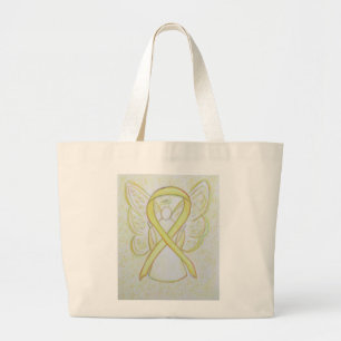 Bolsa Tote Grande Faixa de Toques Personalizada do Anjo de Sensibili