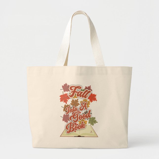 Bolsa Tote Grande Fall Into A Good Book Autumn Reading Design (Frente)