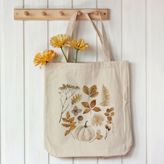 Bolsa Tote Grande Fall Leaves and Pumpkin   (Criador carregado)