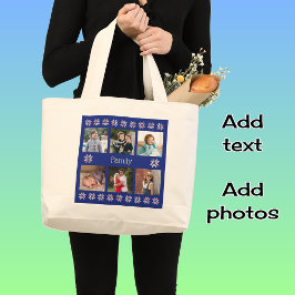 Bolsa Tote Grande Família 6 fotos personalizadas marinho no inverno