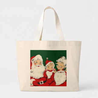 Bolsa Tote Grande Família de Papai Noel Retro Meados do Século – Kit