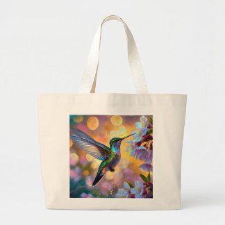 Bolsa Tote Grande Fantasia de Flor de Cerejeira Beija-flor
