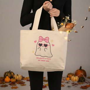 Bolsa Tote Grande Fantasma Coquete Rosa Fofo Personalizado para Cria