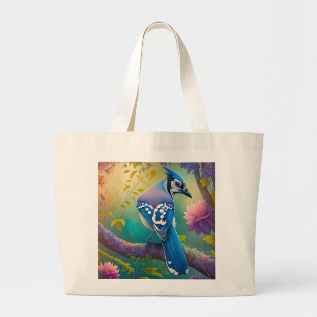 Bolsa Tote Grande Fantasy Birds Blue Jay (Frente)
