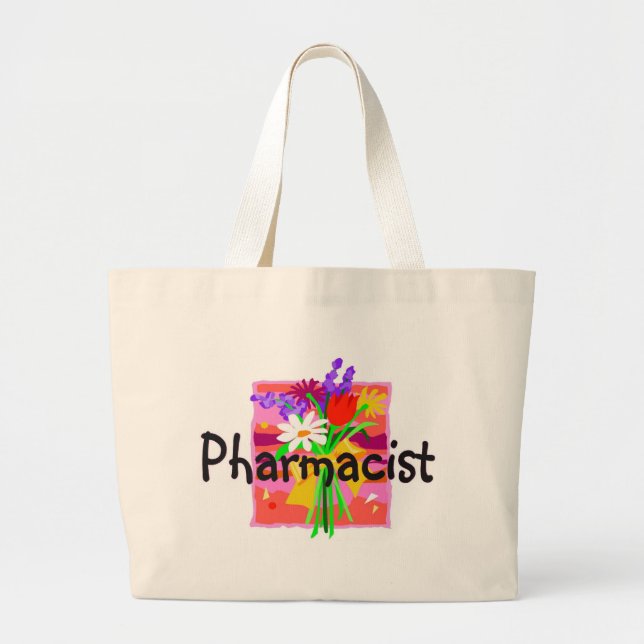 Bolsa Tote Grande farmacêutico, sacola floral (Frente)