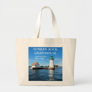 Bolsa Tote Grande Farol afundado da rocha, New York