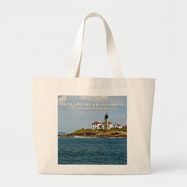 Bolsa Tote Grande Farol de Beavertail, Rhode Island (Frente)
