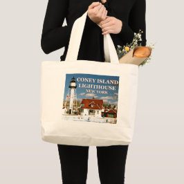 Bolsa Tote Grande Farol de Coney Island, Saco de Tote Jumbo de Nova 