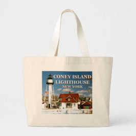 Bolsa Tote Grande Farol de Coney Island, Saco de Tote Jumbo de Nova