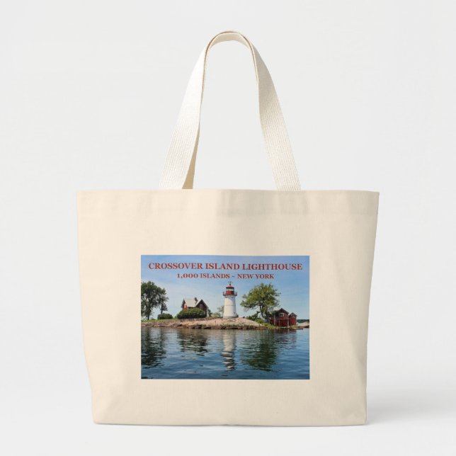 Bolsa Tote Grande Farol de Crossover Island, Nova York Tote Bag (Frente)