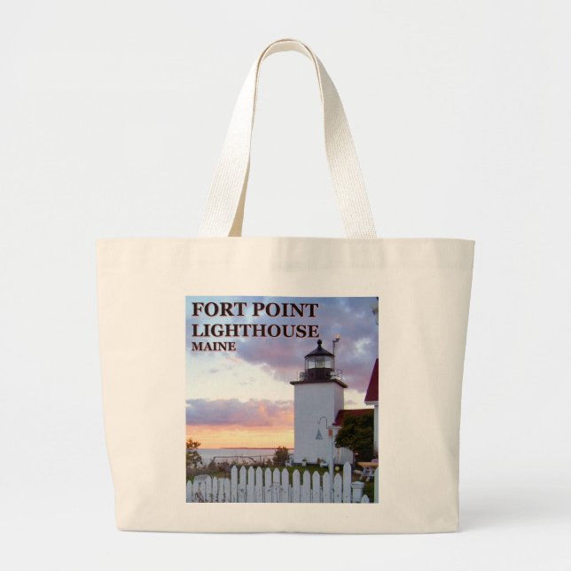 Bolsa Tote Grande Farol de Forte, Maine Tote Bag (Frente)