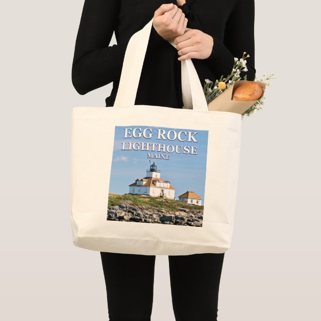 Bolsa Tote Grande Farol de Ovo, Bar Harbour Maine Tote Bag (Frente (produto))