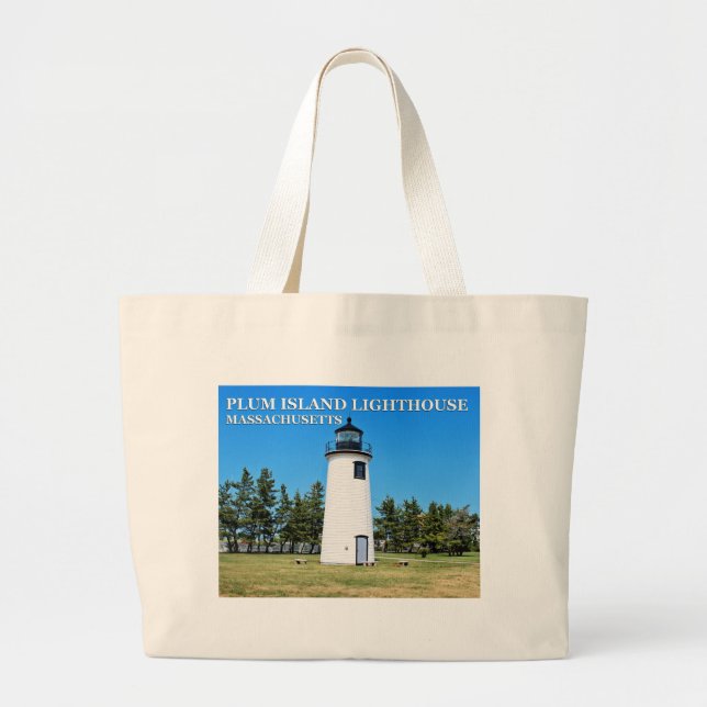 Bolsa Tote Grande Farol de Plum Island, Massachusetts Tote Bag (Frente)