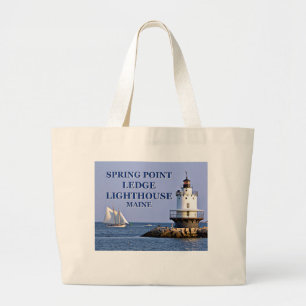 Bolsa Tote Grande Farol de ponta primavera, Maine Tote Bag