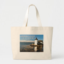 Bolsa Tote Grande Farol de Ponto Grindle, Maine Jumbo Tote Bag