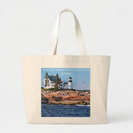 Bolsa Tote Grande Farol do Porto de inverno, Maine