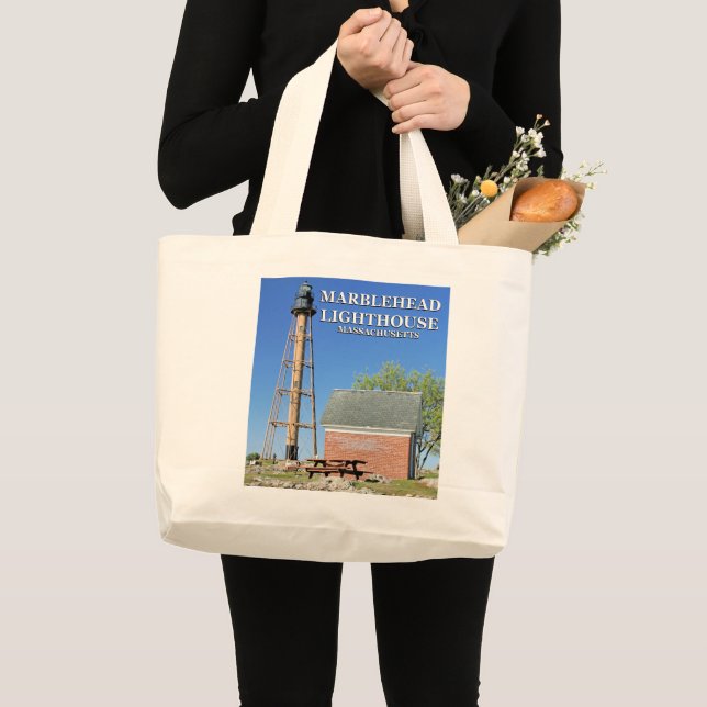 Bolsa Tote Grande Farol Marblehead, Massachusetts Tote Bag (Frente (produto))