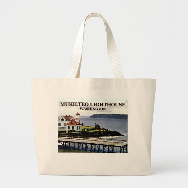 Bolsa Tote Grande Farol Mukilteo, Washington Jumbo Tote Bag (Frente)