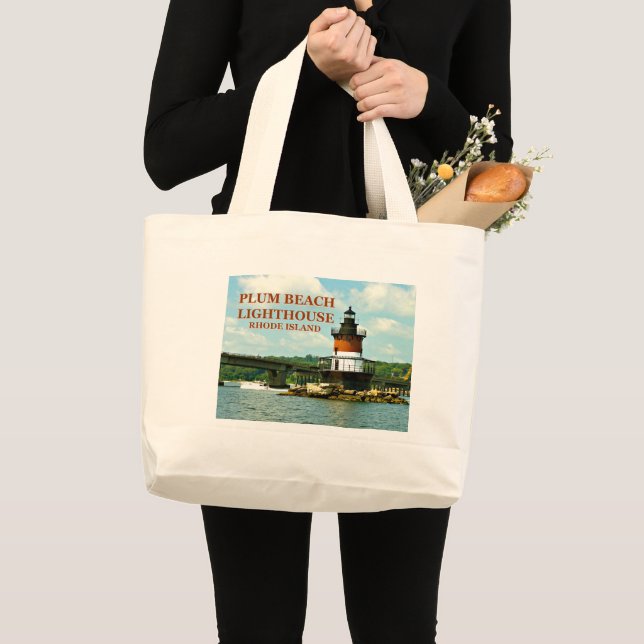 Bolsa Tote Grande Farol Plum Beach, Rhode Island Tote Bag (Frente (produto))
