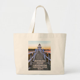 Bolsa Tote Grande Farol Ponto Duplo, Ilha Arrowsic, Maine