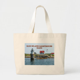 Bolsa Tote Grande Farol Ram Island, Maine Jumbo Tote Bag