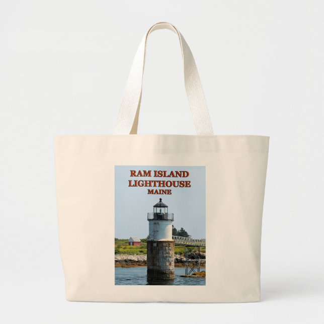 Bolsa Tote Grande Farol Ram Island, Maine Jumbo Tote Bag (Frente)