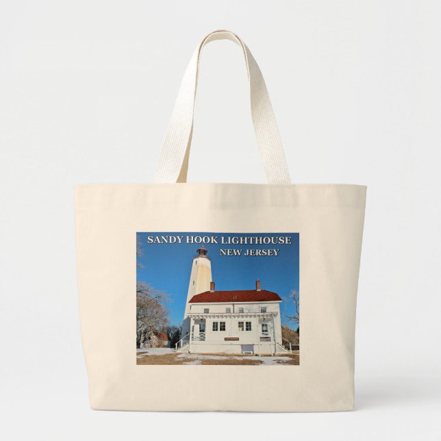 Bolsa Tote Grande Farol Sandy Hook, Nova Jersey (Frente)