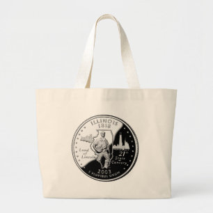 Bolsa Tote Grande Faux Illinois State Quarter