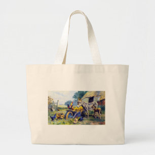 Bolsa Tote Grande Fazenda da galinha do galo do asno Hey