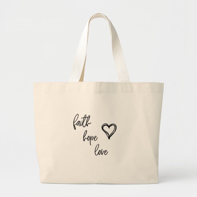 Bolsa Tote Grande Fé, Esperança, Amor - (Frente)