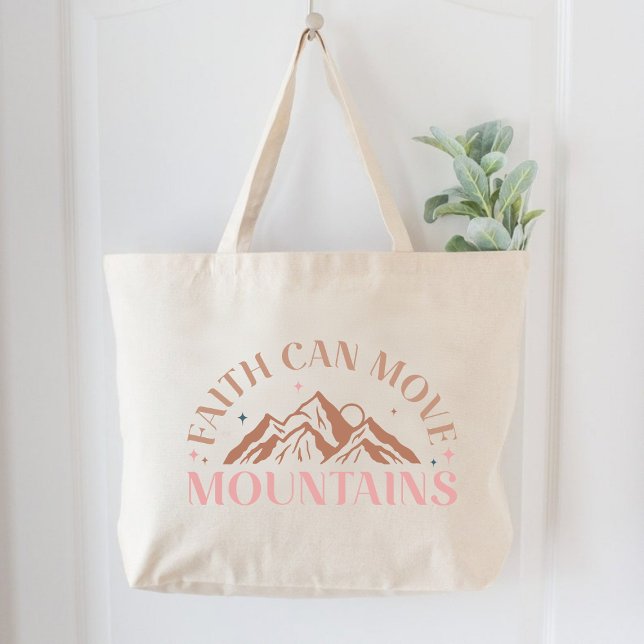 Bolsa Tote Grande Fé pode mover montanhas mulheres cristãs fé (Faith Can Move Mountains Christian Women Faith Large Tote Bag)