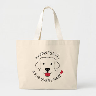 Bolsa Tote Grande "Felicidade é..." Saco de Tote de Canvas Jumbo