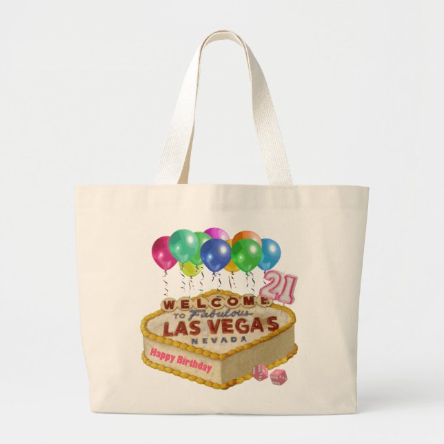 Bolsa Tote Grande Feliz 21 de Aniversário em Las Vegas Bag de Tote (Frente)