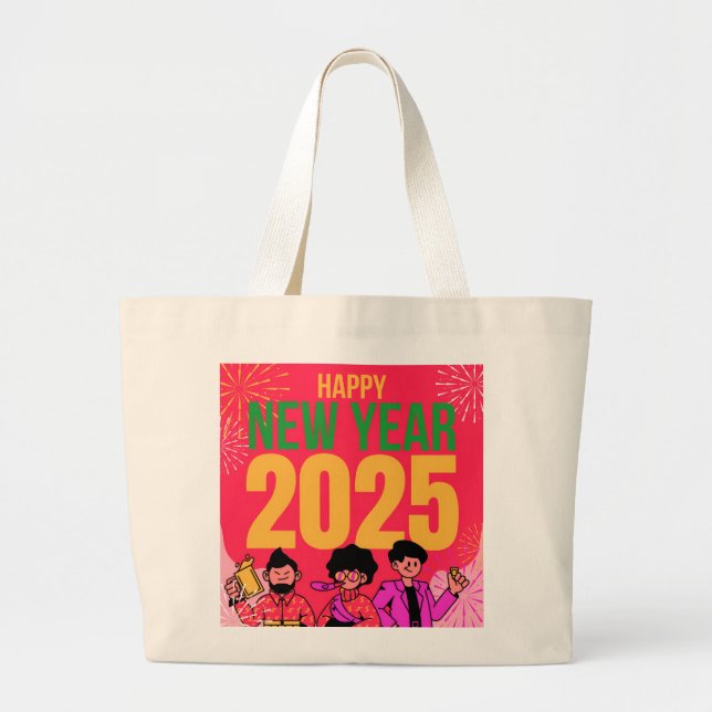 Bolsa Tote Grande Feliz ano novo 2025 Jumbo (Frente)