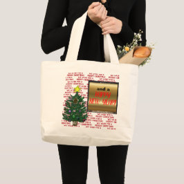 Bolsa Tote Grande Feliz ano novo da Árvore de Natal