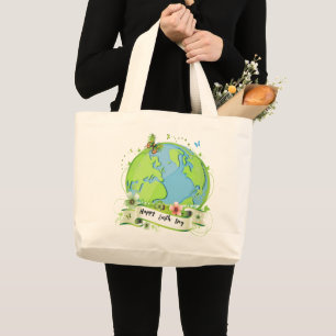 Bolsa Tote Grande Feliz Dia da Terra 2024