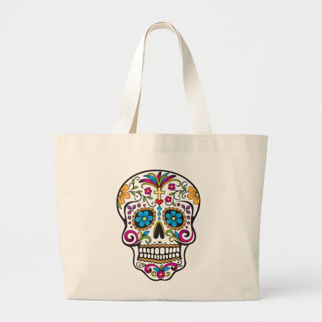 Bolsa Tote Grande Feliz Dia dos Mortos do Céu de Açúcar (Frente)