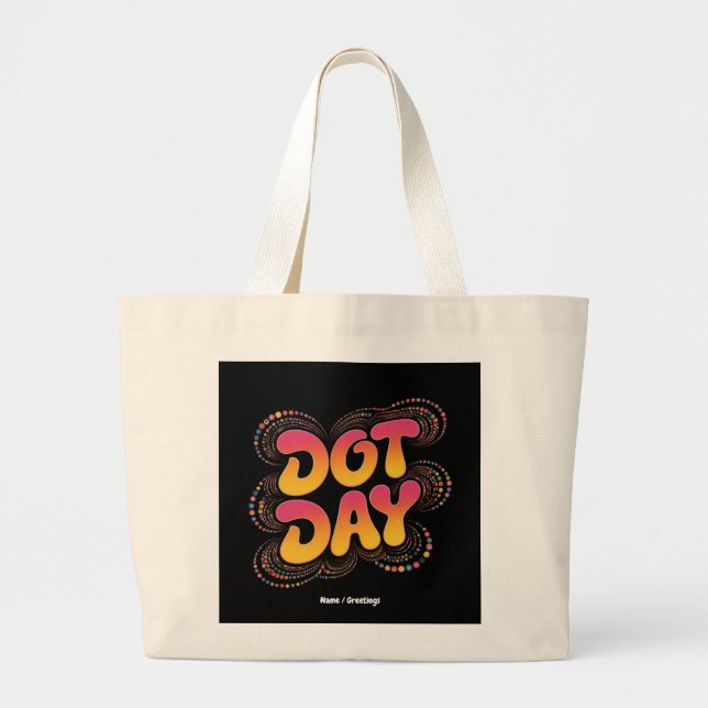 Bolsa Tote Grande Feliz Dia Internacional da Bolinhas Mulheres Menin (Frente)