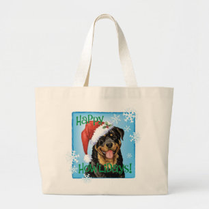 Bolsa Tote Grande Feliz Howlidays Rottweiler