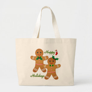 Bolsa Tote Grande Feliz Natal Gingercake Man Boy
