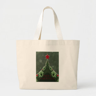 Bolsa Tote Grande Feliz Natal que cumprimenta - árvore e estrela do