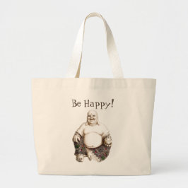 Bolsa Tote Grande Feliz, rindo, boa sorte, boa fortuna Buddha
