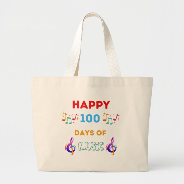 Bolsa Tote Grande Felizes 100 Dias De música (Frente)
