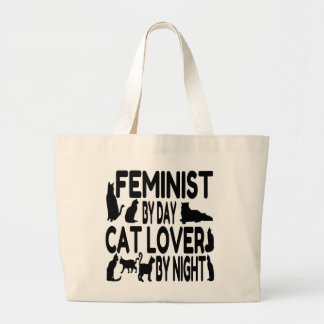 Bolsa Tote Grande Feminista do Cat Lover