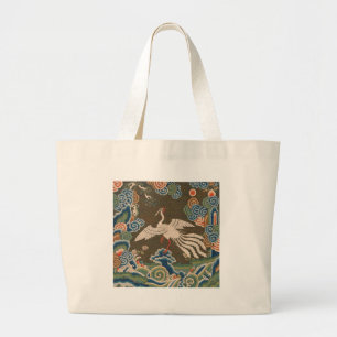 Bolsa Tote Grande Fênix antiga de trabalho de arte de aves chinesa